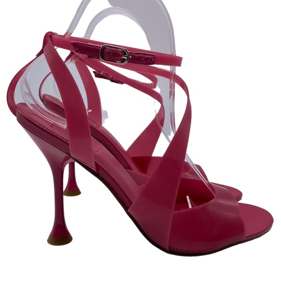 Marc Fisher Shoes Claudie Heels Pink Vegan Sandals Colorful Chic Buckle NEW - Picture 2 of 11